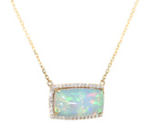 yellow gold opal and diamond necklace 