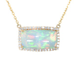 yellow gold opal and diamond necklace 