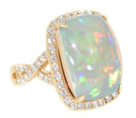 yellow gold opal and diamond ring