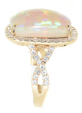 yellow gold opal and diamond ring