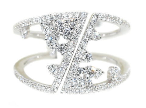 white gold open fashion diamond ring