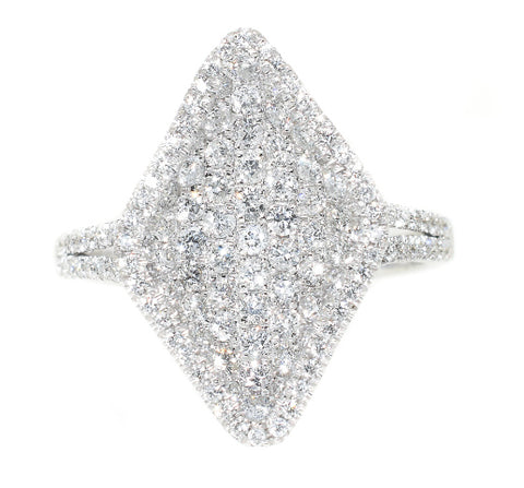 white gold diamond pave marquise shaped fashion ring