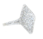 white gold diamond pave marquise shaped fashion ring