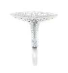 white gold diamond pave marquise shaped fashion ring