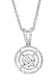white gold halo circle diamond pendant