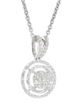 white gold halo circle diamond pendant