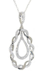 white gold swirled pear shaped diamond pendant 