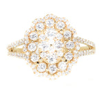 yellow gold diamond cluster ring