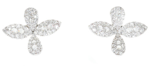 white gold diamond flower earrings