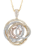 tri color diamond pendant