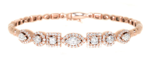 rose gold multi shape diamond bangle bracelet