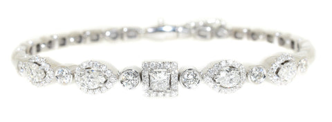 white gold diamond multi shape bangle bracelet