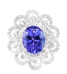 white gold tanzanite and diamond statement ring