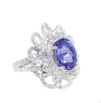white gold tanzanite and diamond statement ring