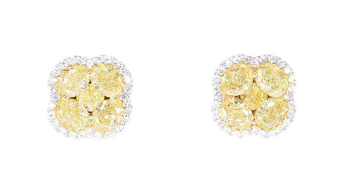 two tone fancy yellow and white diamond earrings