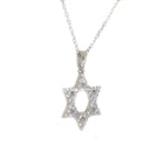white gold diamond star of David pendant