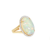 yellow gold opal and diamond ring 