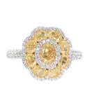white gold fancy yellow diamond cluster ring
