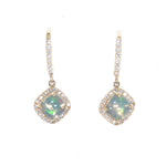 yellow gold opal and diamond drop earrings 