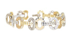 yellow gold and white gold movable oval link bracelet with diamond cuts