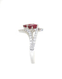 white gold ruby and diamond bypass ring