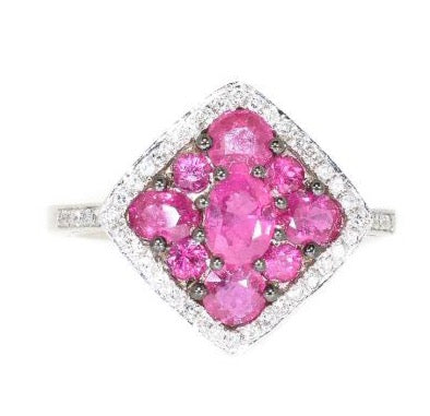 white gold ruby and diamond fashion ring 
