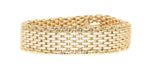 yellow gold multi row satin finish link bracelet with polished link edges 