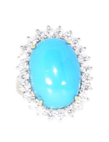 turquoise and diamond ring in white gold