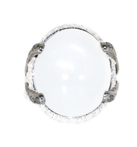 moonstone ring with black and white diamonds