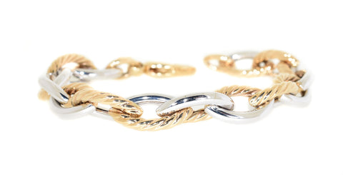 yellow gold and white gold link bracelet