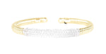 two tone stackable diamond cuff bracelet 