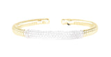 two tone stackable diamond cuff bracelet 