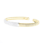 two tone stackable diamond cuff bracelet 