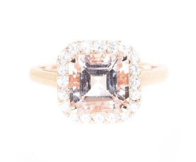 morganite and diamond rose gold ring