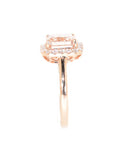 18kt Rose Gold Morganite & Diamond Halo Ring