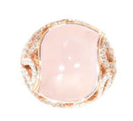 rose gold ring with rose quartz champagne diamonds and white diamonds