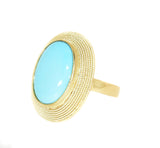 18kt Yellow Gold Beaded Turquoise Ring