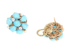 yellow gold turquoise and diamond earrings with French backs