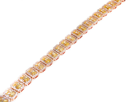 Sterling Silver Rose Gold Plated Yellow CZ Bracelet