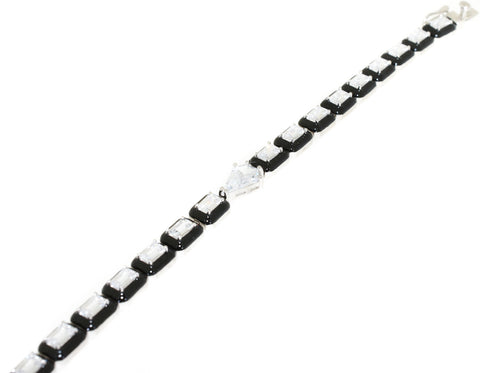 Sterling Silver Black Accented CZ Fashion Bracelet