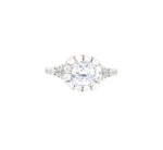 Sterling Silver Cushion Cut CZ Halo Engagement Ring