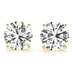 yellow gold GIA Certified Round Diamond Stud Earrings
