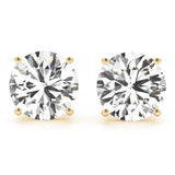 yellow gold GIA Certified Round Diamond Stud Earrings