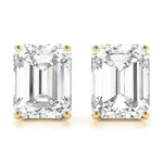 yellow gold GIA Certified Emerald Diamond Stud Earrings
