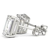 platinum GIA Certified Emerald Diamond Stud Earrings