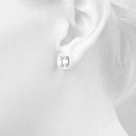 platinum GIA Certified Emerald Diamond Stud Earrings