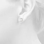 platinum GIA Certified Emerald Diamond Stud Earrings