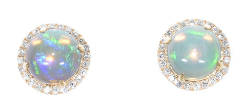 yellow gold opal and diamond earrings