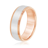 white gold and rose gold mens wedding band