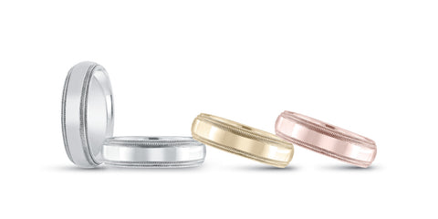 white gold men's milgrain wedding band, yellow gold men's milgrain wedding band, rose gold men's milgrain wedding band